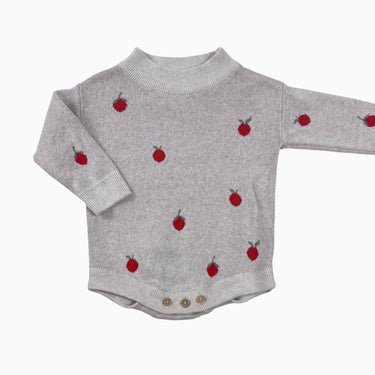 Combi en tricot de coton bio 'Pommes' 0-3M