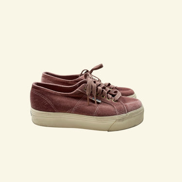 Souliers plate-forme rose velours pour femmes 39EU