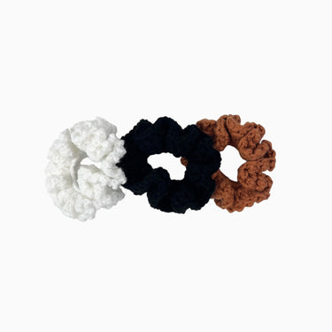 Trio d'élastiques en crochet noir, rouille, blanc