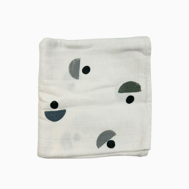 Couverture blanche à pois gris en mousseline