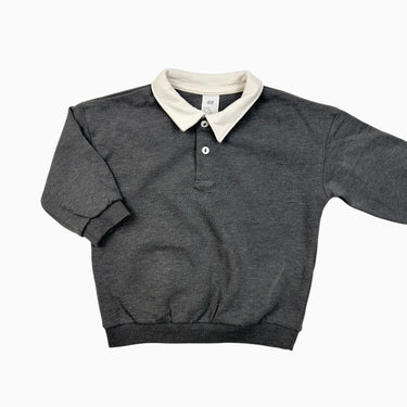 Pull gris à col polo écru 9-12M