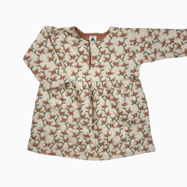 Robe rose pâle fleurie matelassée 18M