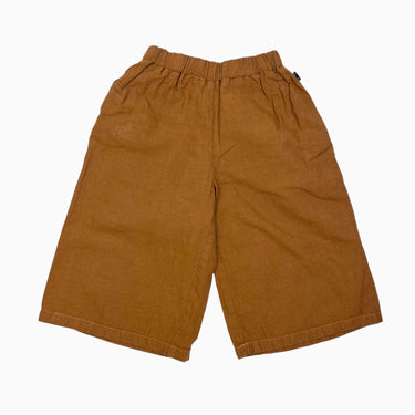 Pantacourt marron en coton bio et lin 2-3Y