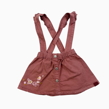 Jupe à bretelles terracotta avec broderie 9-12M