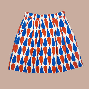 Jupe 'Forktail' crème motif orange-rouge et bleu pour femmes 2US