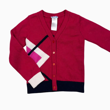 Cardigan rouge en tricot de laine, cachemire et poly 8Y