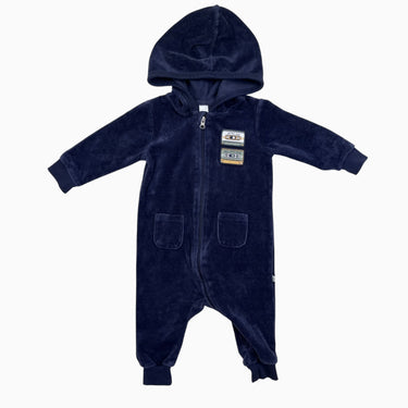 Combi à capuchon marine 'Retro Mix' en velours 6M