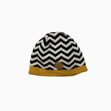 Tuque à chevrons noirs en tricot de laines mélangées 52-54CM fit 5-7Y
