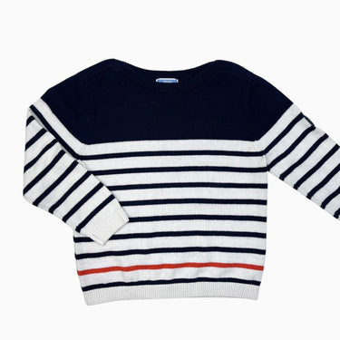 Pull marine à rayures en coton et laine 6Y