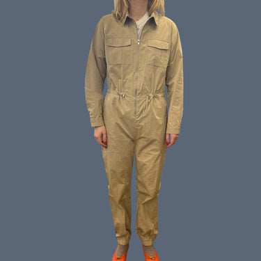 Combi beige en coton et poly pour femmes M