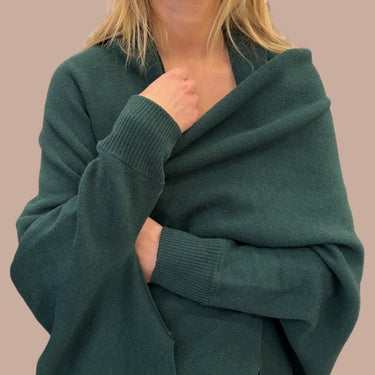 Cape verte en tricot de laine et poly pour femmes OS