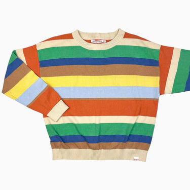 Pull 'retro' en tricot de coton à rayures multicolores 10Y