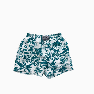 Maillot short avec filet intégré imprimé jungle émeraude 18M