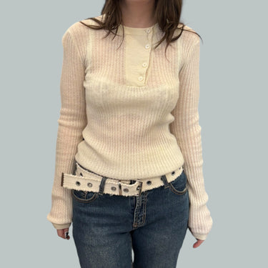 Chandail vanille vanille en tricot de cachemire pour femmes XS