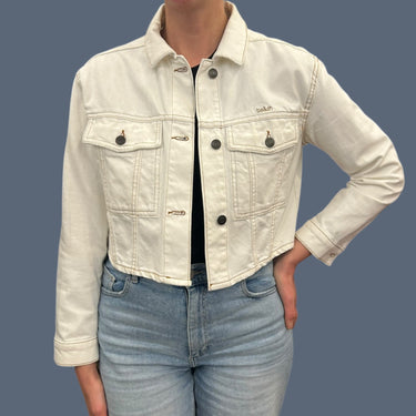 Veste en denim blanche cropped pour femmes T1 S