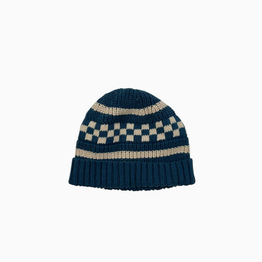 Tuque bleue à damiers en tricot de coton 'toddler' 1-3Y