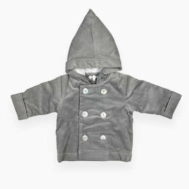 Veste grise en corduory avec bouton nacré 12M