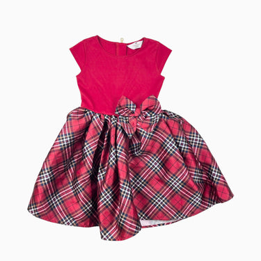 Robe rouge avec volant carreauté 6-8Y