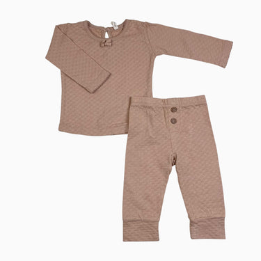 Ensemble chandail et legging vieux-rose à pointelle 3-6M