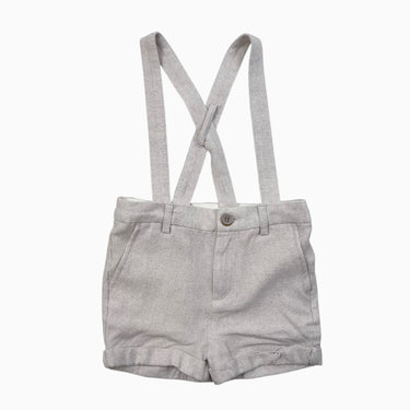 Short à bretelle avoine en lin et coton 18M