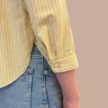 Blouse jaune à rayures en rayonne, lin et coton pour femmes XS