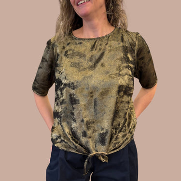 Blouse dorée scintillante pour femmes L