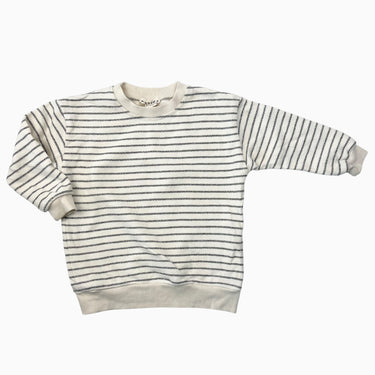 Pull crème à rayures en coton french terry 18-24M