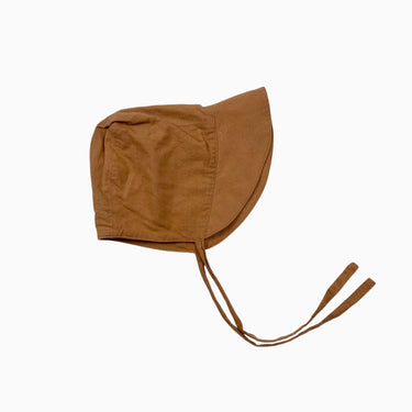 Bonnet caramel en coton et lin 12-18M