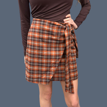 Jupe noeud carreauté laine,nylon et cachemire pour femmes 0US