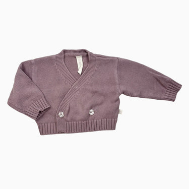 Cardigan lilas cache-coeur en tricot de coton 3-6M