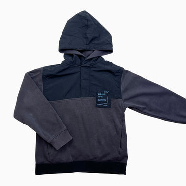 Pull à capuchon demi-zip noir coton et nylon 9Y