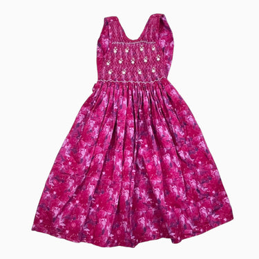 Robe vintage framboise à smock en velours cotelé 8Y