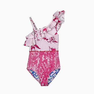 Maillot fleuri rose réversible 6Y