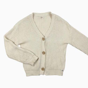 Cardigan vanille en tricot de coton bio 8Y