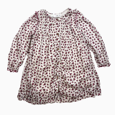 Robe crème en viscose à motif de roses 3-4Y
