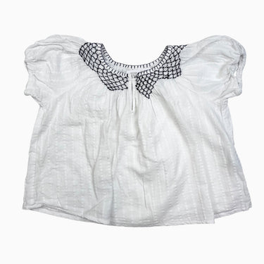Blouse blanche 'oversized' avec smock noir 18-24M