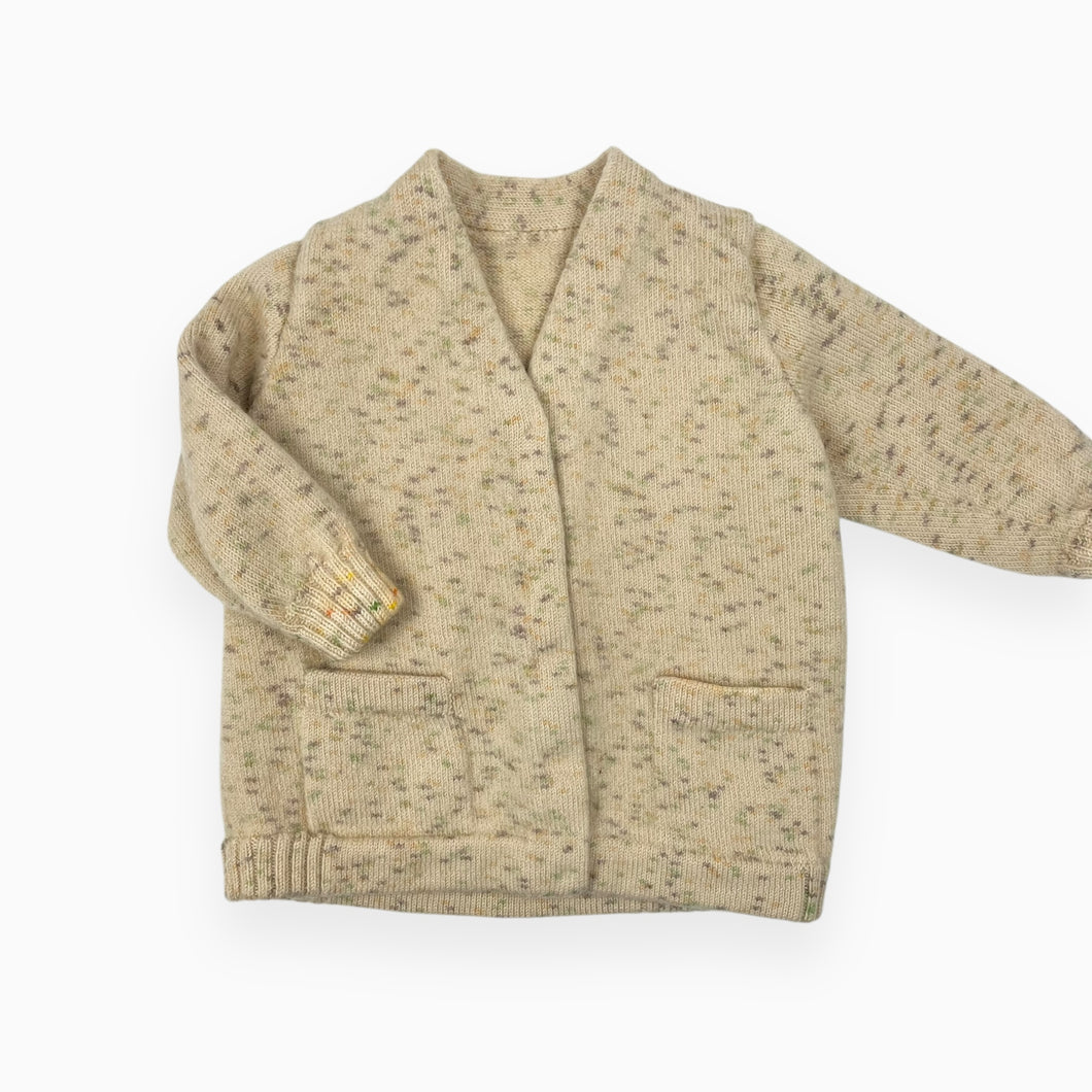 Cardigan vanille conféttis en tricot de laine 18-24M