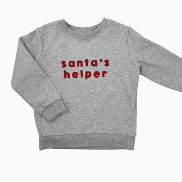 Pull gris en coton bio et élastane 'Santa's helper' 2Y