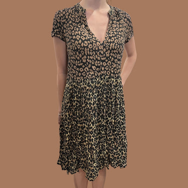 Robe noire léopard en viscose pour femmes XS