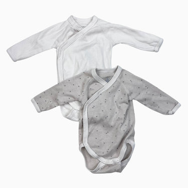 Duo de cache-couche blanc et taupe étoiles 1M