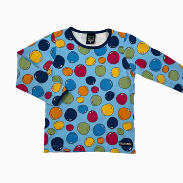 Chandail bleu 'boules de bowling' 98CM 3Y