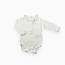 Charger l&#39;image dans la galerie, Cache-couche en coton blanc avec petit col broderie 6M
