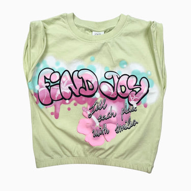 T-shirt anis cropped 'Find Joy' 9-10Y