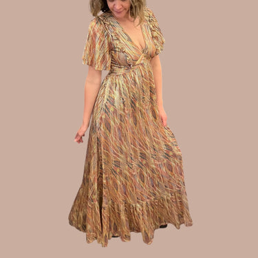 Robe maxi avec fils dorés pour femmes M