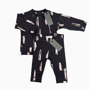 Pull avec legging charcoal à motifs roses 6M