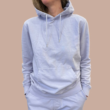 Pull à capuchon lilas en coton bio pour femmes M