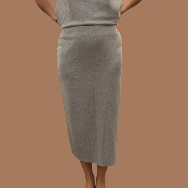 Jupe maxi grise en poly et coton pour femmes L