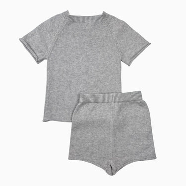 Ensemble gris pâle pull et short en tricot de coton 5Y