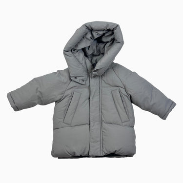 Manteau gris puffer en duvet partiellement 9-12M