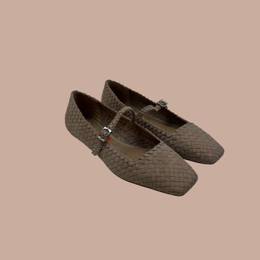 Ballerines en micro-suède tressées truffes pour femmes 8US